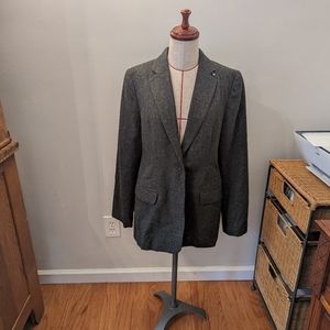 Vintage Mary McFadden Collection Blazer Size 6 Green White Tweed Mottled
